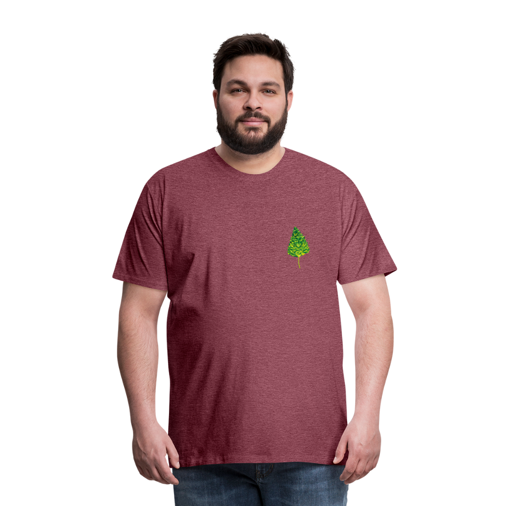 Das Blatt - Männer T-Shirt - Bordeauxrot meliert