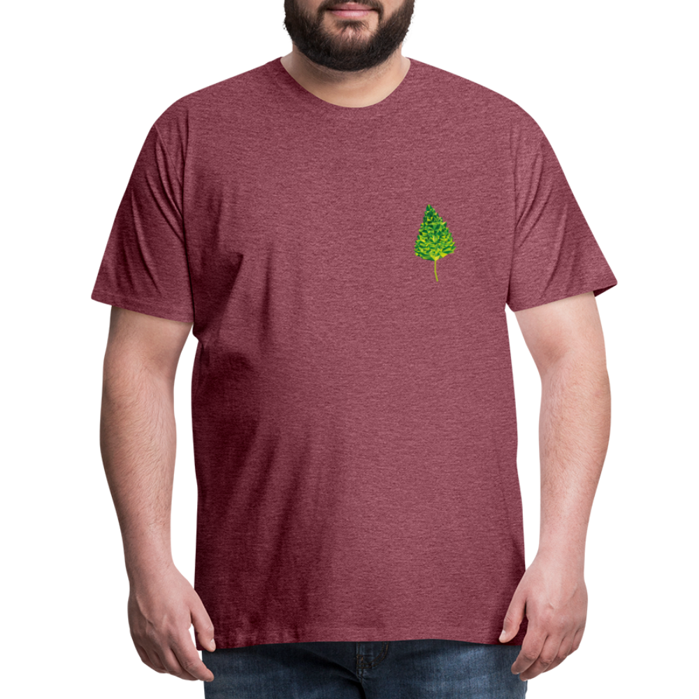 Das Blatt - Männer T-Shirt - Bordeauxrot meliert