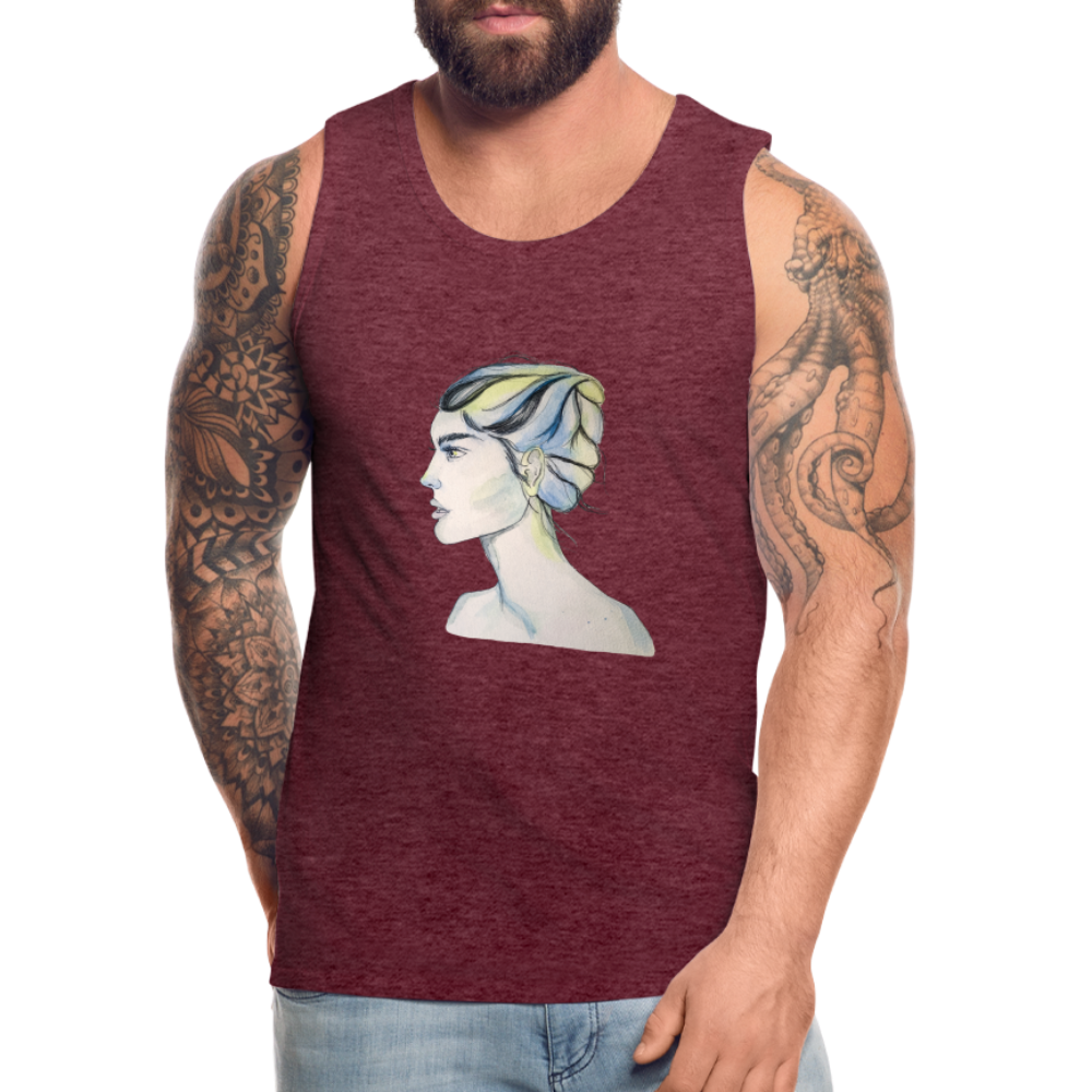 Portrait - Männer Tank Top - Bordeauxrot meliert