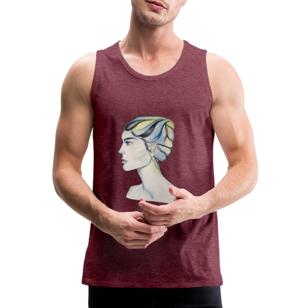 Portrait - Männer Tank Top - Bordeauxrot meliert