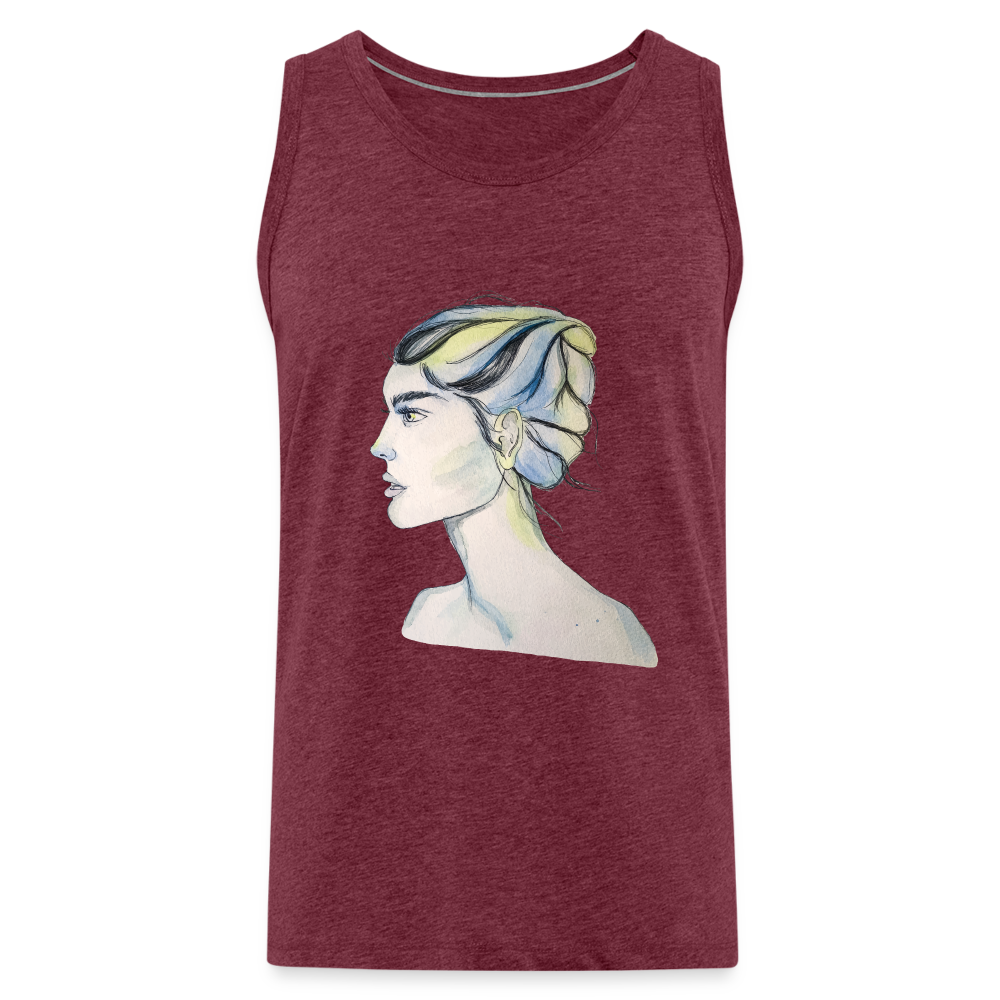 Portrait - Männer Tank Top - Bordeauxrot meliert