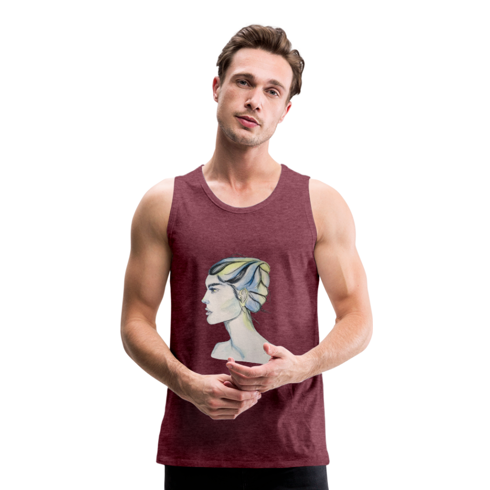 Portrait - Männer Tank Top - Bordeauxrot meliert