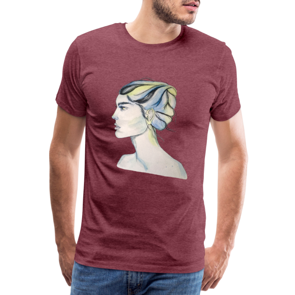 Portrait - Männer T-Shirt - Bordeauxrot meliert