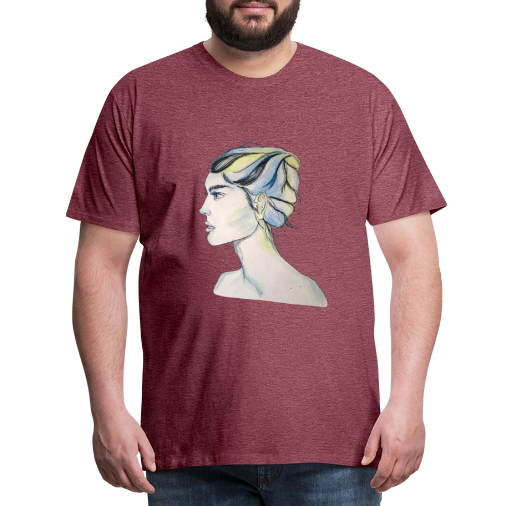 Portrait - Männer T-Shirt - Bordeauxrot meliert