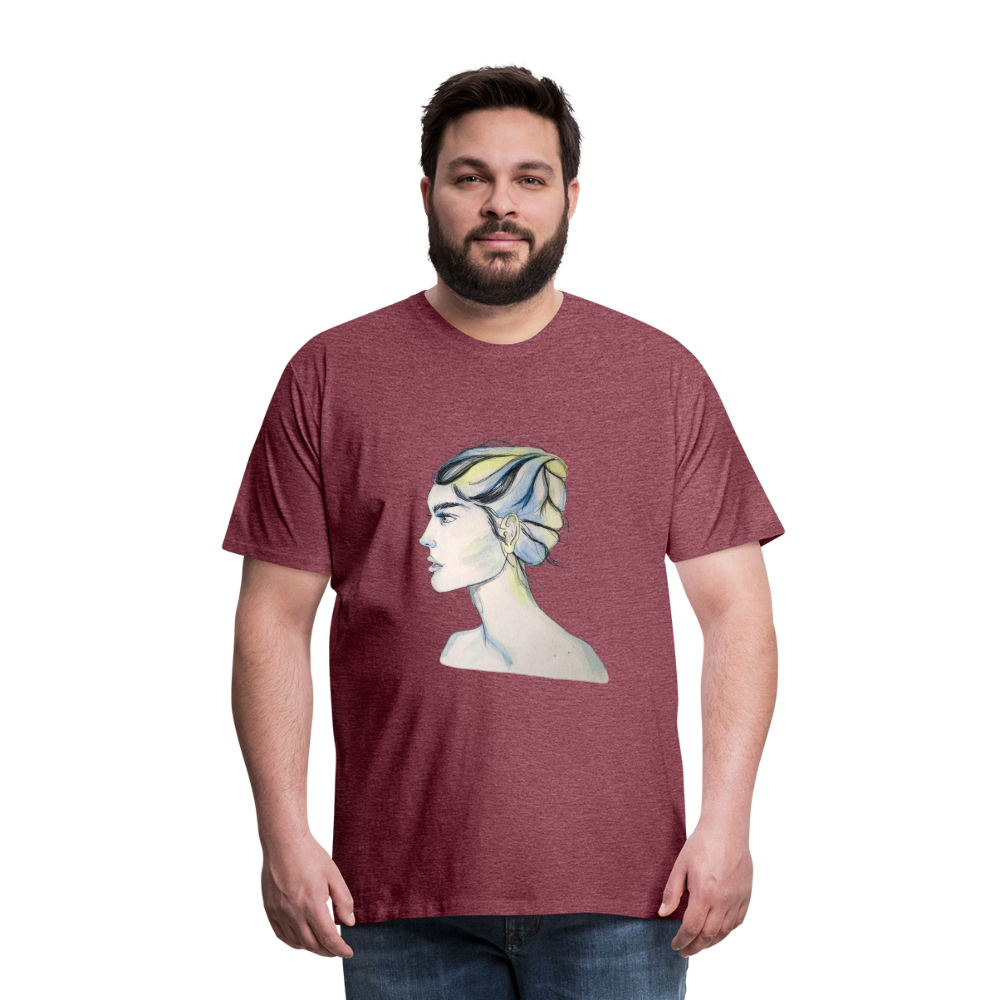 Portrait - Männer T-Shirt - Bordeauxrot meliert