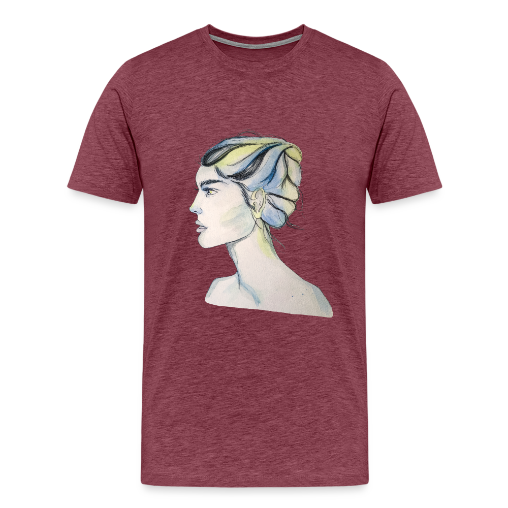 Portrait - Männer T-Shirt - Bordeauxrot meliert