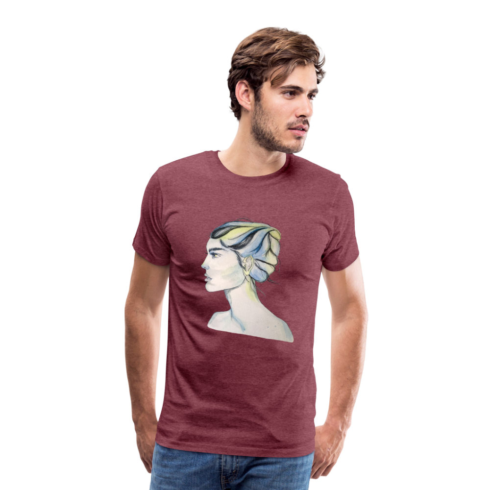 Portrait - Männer T-Shirt - Bordeauxrot meliert