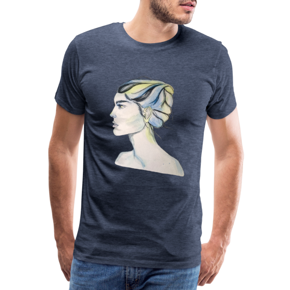 Portrait - Männer T-Shirt - Blau meliert