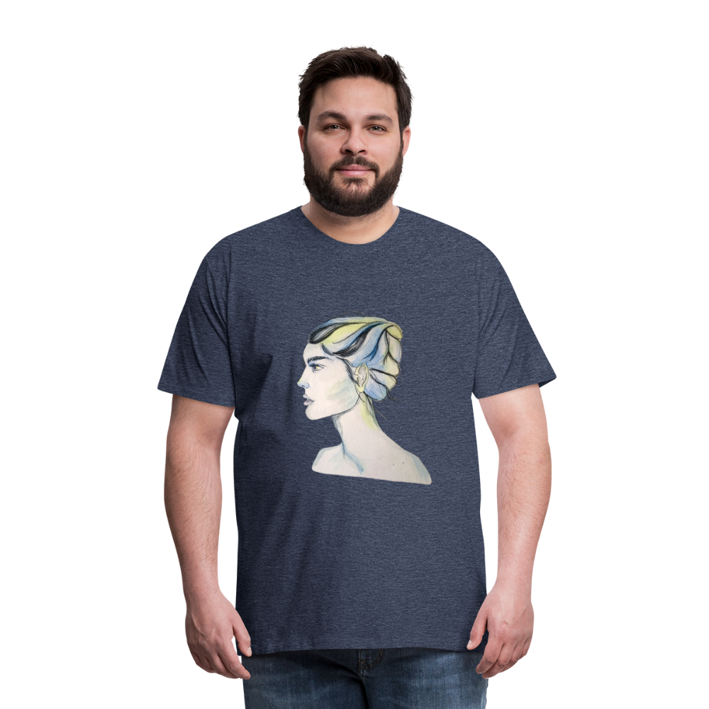 Portrait - Männer T-Shirt - Blau meliert