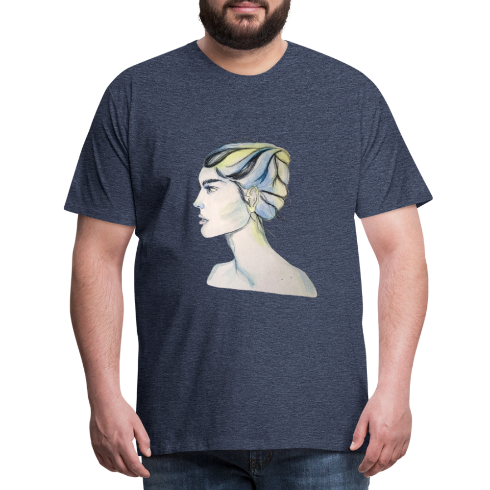 Portrait - Männer T-Shirt - Blau meliert
