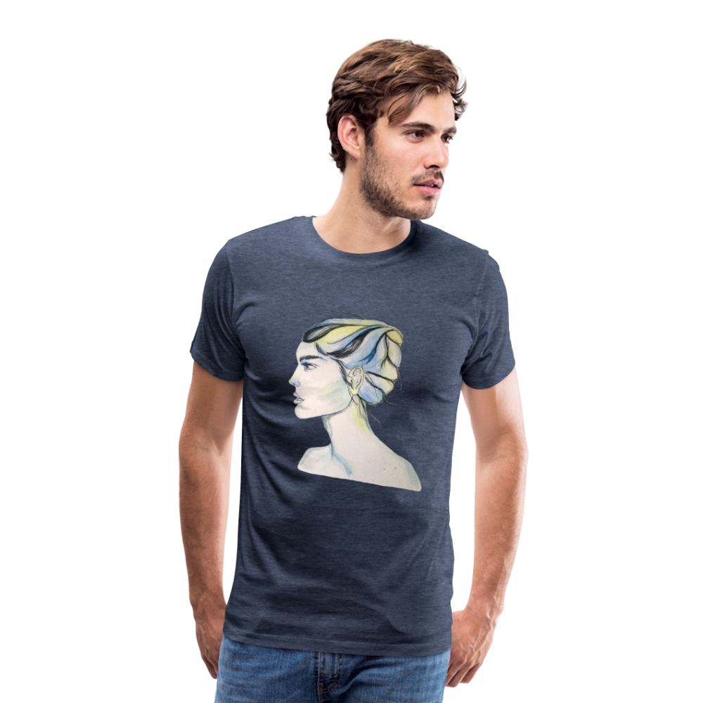 Portrait - Männer T-Shirt - Blau meliert