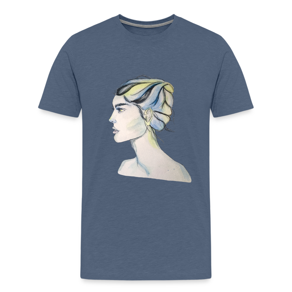 Portrait - Männer T-Shirt - Blau meliert