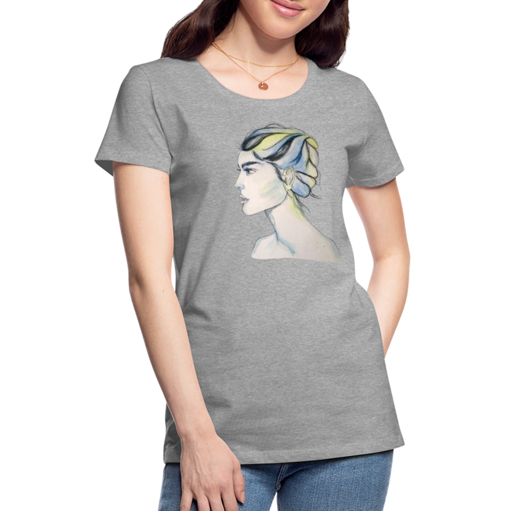 Portrait - Frauen T-Shirt - Grau meliert