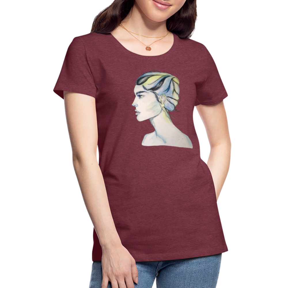 Portrait - Frauen T-Shirt - Bordeauxrot meliert
