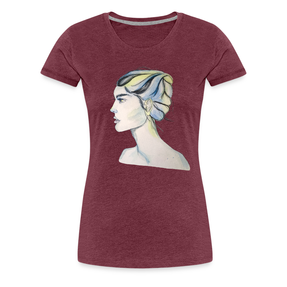 Portrait - Frauen T-Shirt - Bordeauxrot meliert