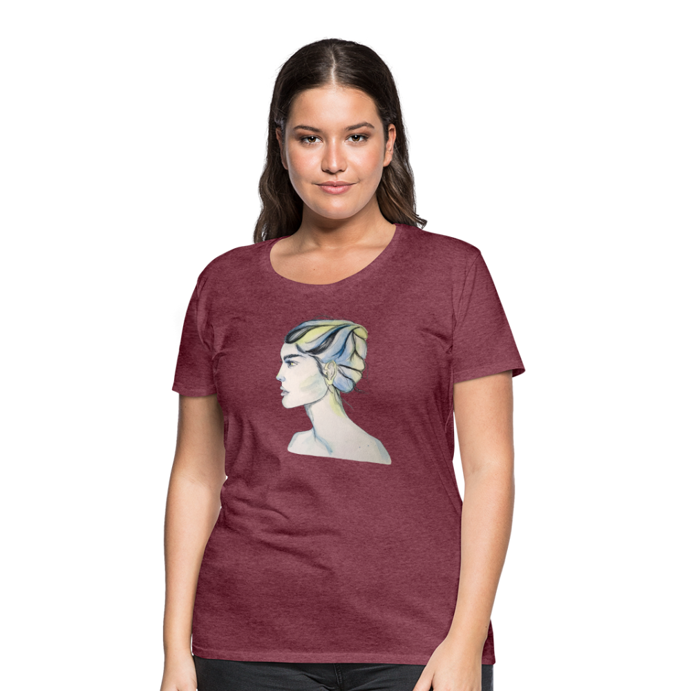 Portrait - Frauen T-Shirt - Bordeauxrot meliert