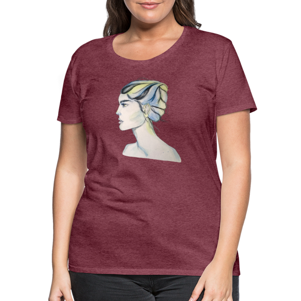 Portrait - Frauen T-Shirt - Bordeauxrot meliert