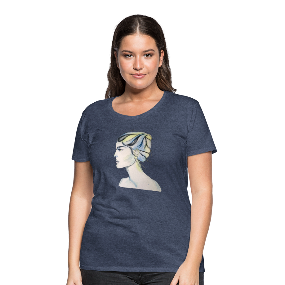 Portrait - Frauen T-Shirt - Blau meliert