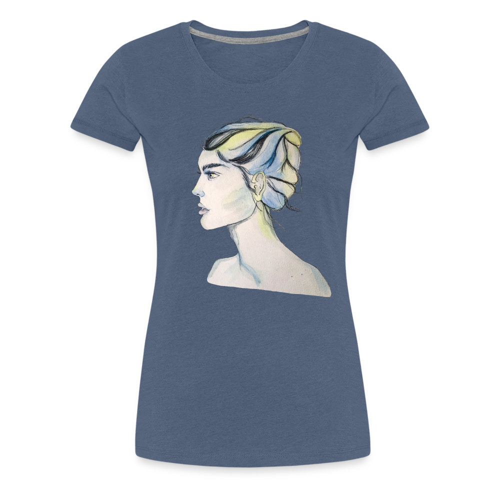 Portrait - Frauen T-Shirt - Blau meliert