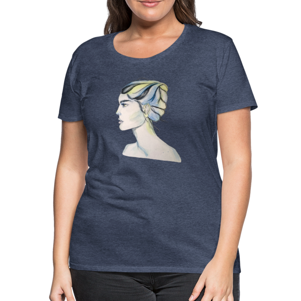 Portrait - Frauen T-Shirt - Blau meliert