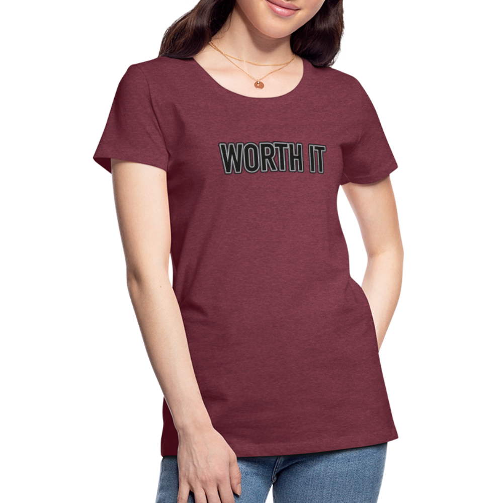 Worth it - Frauen T-Shirt - Bordeauxrot meliert