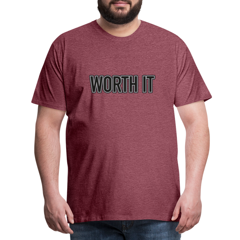 Worth it - Männer T-Shirt - Bordeauxrot meliert