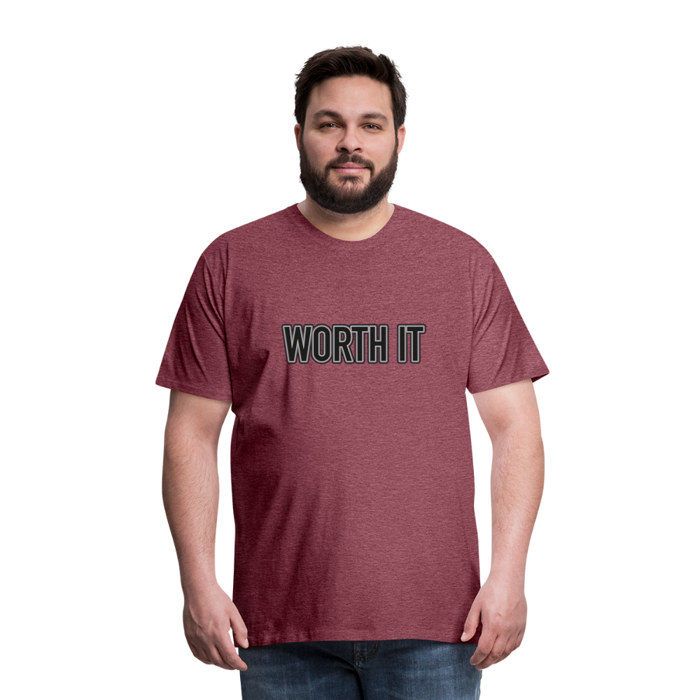 Worth it - Männer T-Shirt - Bordeauxrot meliert