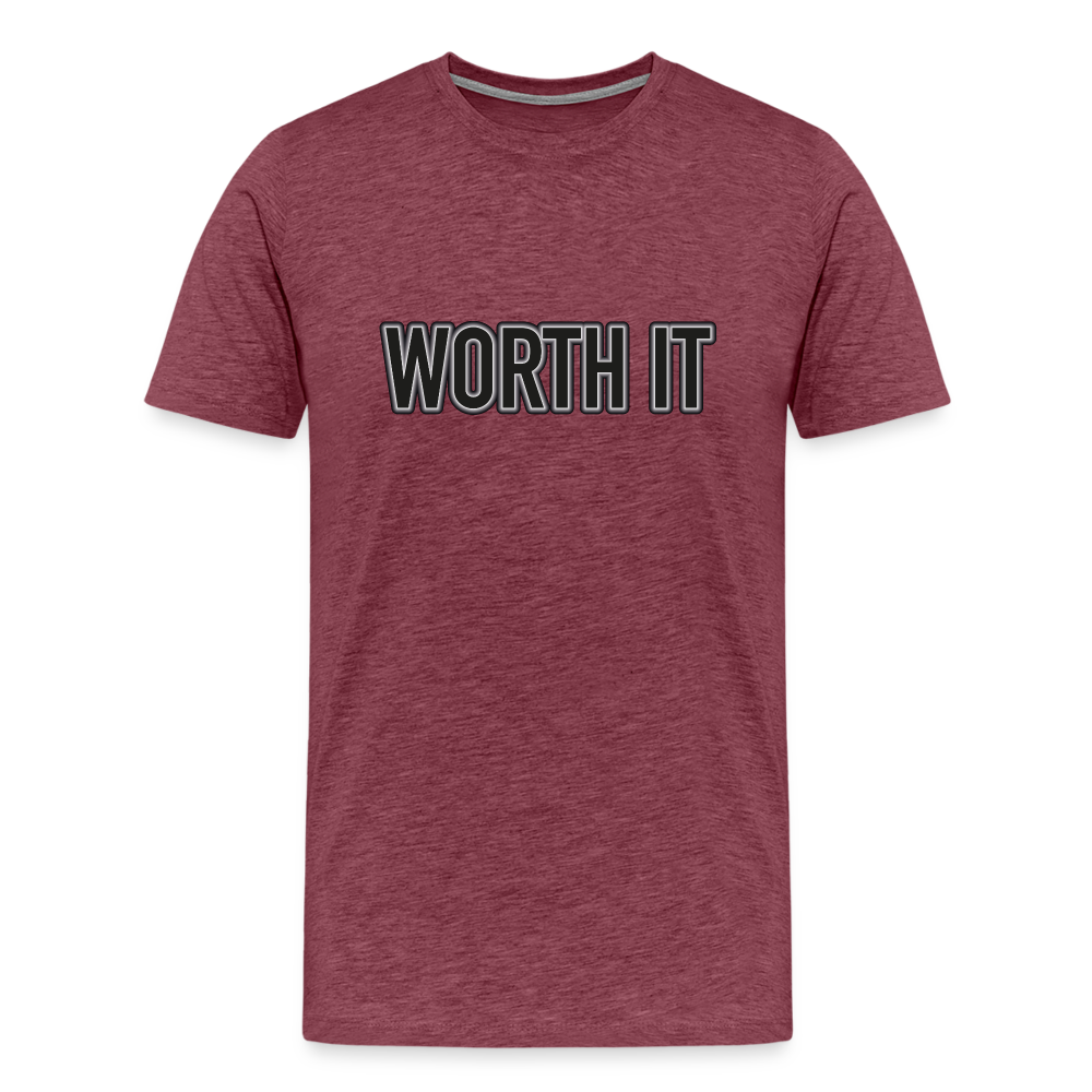 Worth it - Männer T-Shirt - Bordeauxrot meliert