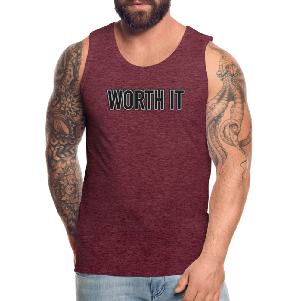 Worth it - Männer Tank Top - Bordeauxrot meliert