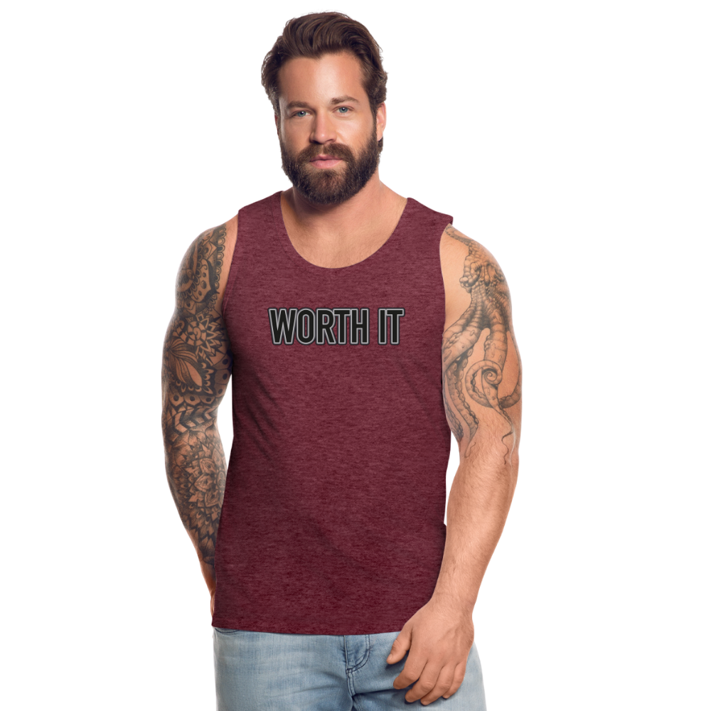 Worth it - Männer Tank Top - Bordeauxrot meliert