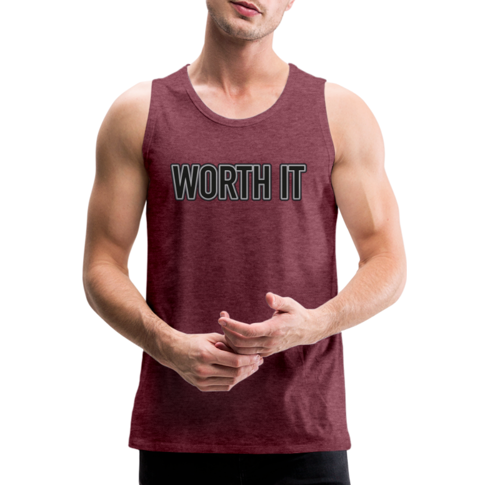 Worth it - Männer Tank Top - Bordeauxrot meliert