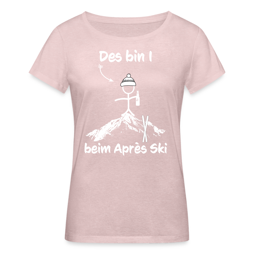 Des bin I beim Après Ski - Frauen T-Shirt aus 100% Bio-Baumwolle - Rosa-Creme meliert