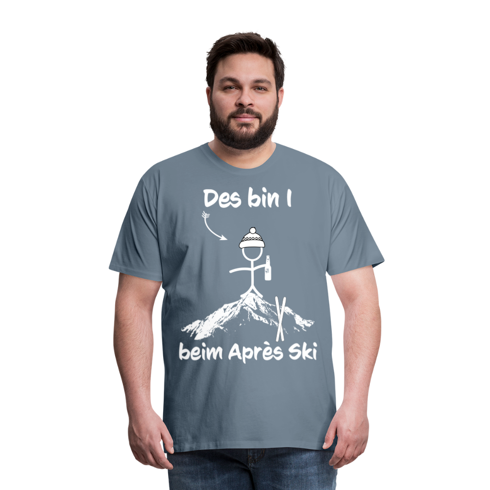 Des bin I beim Après Ski - Männer T-Shirt - Blaugrau