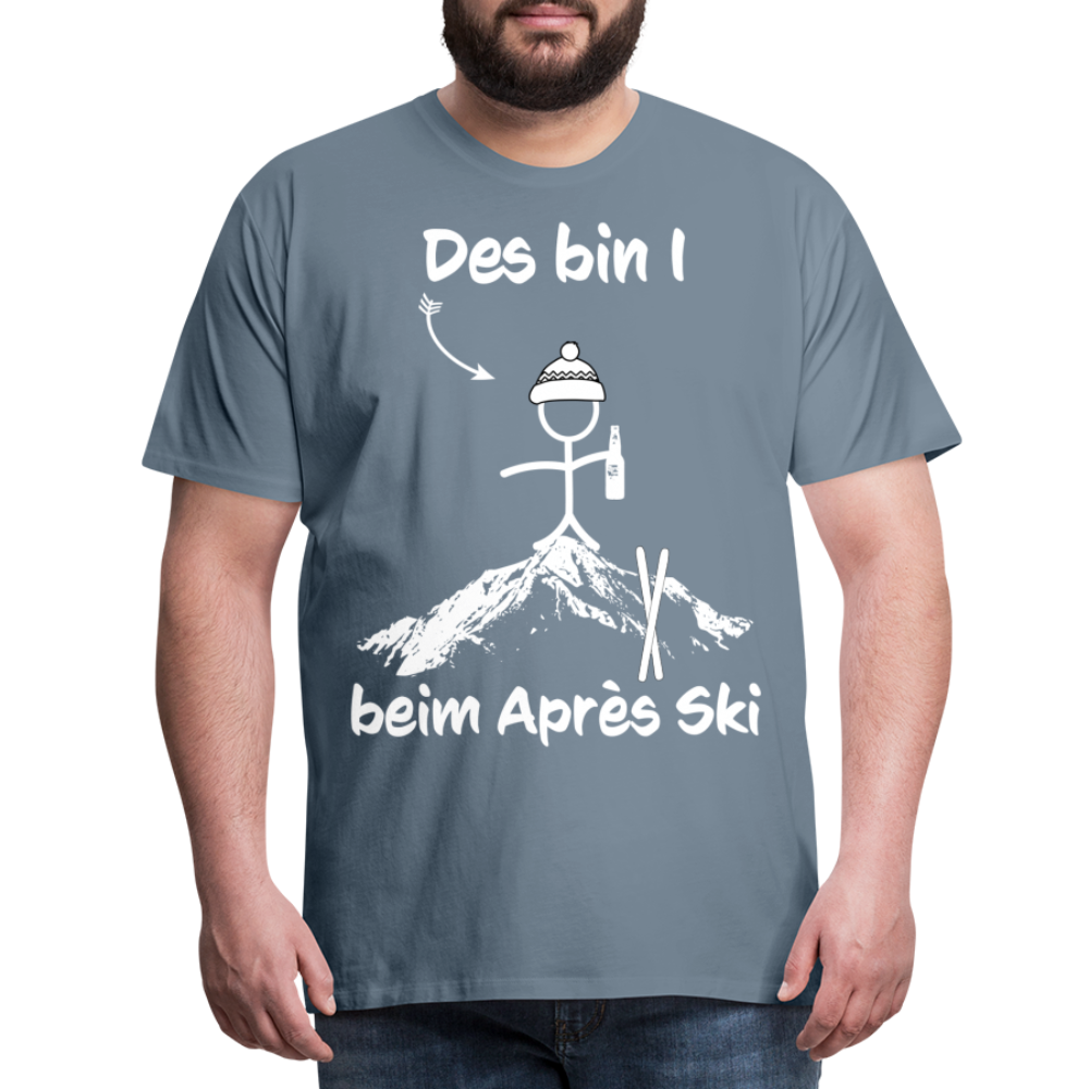 Des bin I beim Après Ski - Männer T-Shirt - Blaugrau