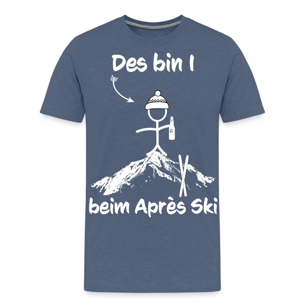 Des bin I beim Après Ski - Männer T-Shirt - Blau meliert