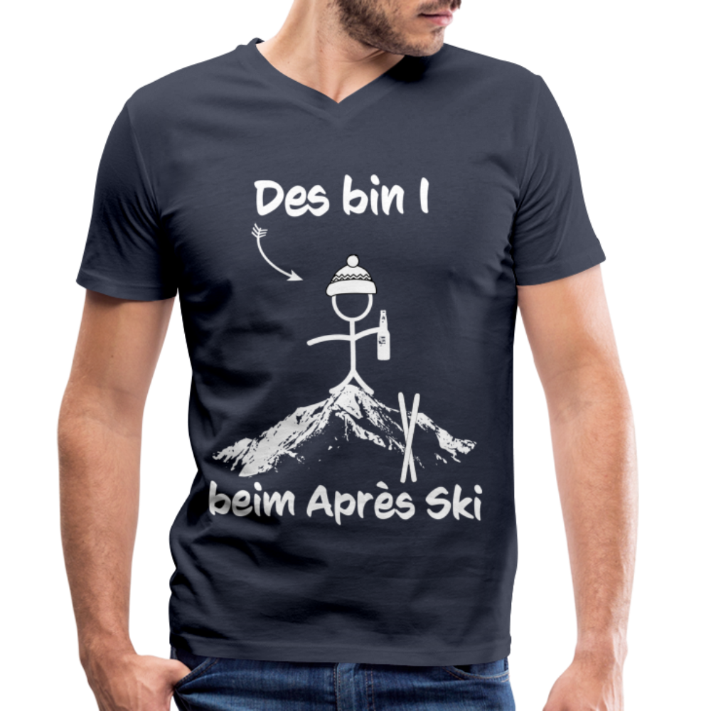 Des bin I beim Après Ski - Männer T-Shirt mit V-Ausschnitt aus 100% Bio-Baumwolle - Navy