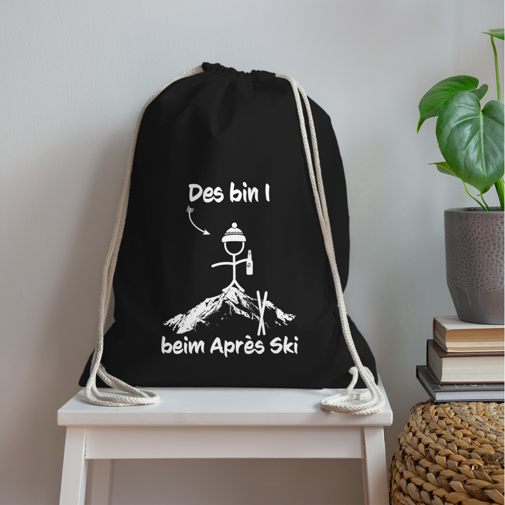 Des bin I beim Après Ski - Turnbeutel aus 100% Baumwolle - Schwarz