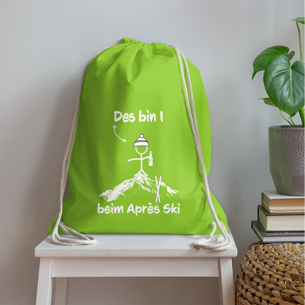Des bin I beim Après Ski - Turnbeutel aus 100% Baumwolle - Neongrün