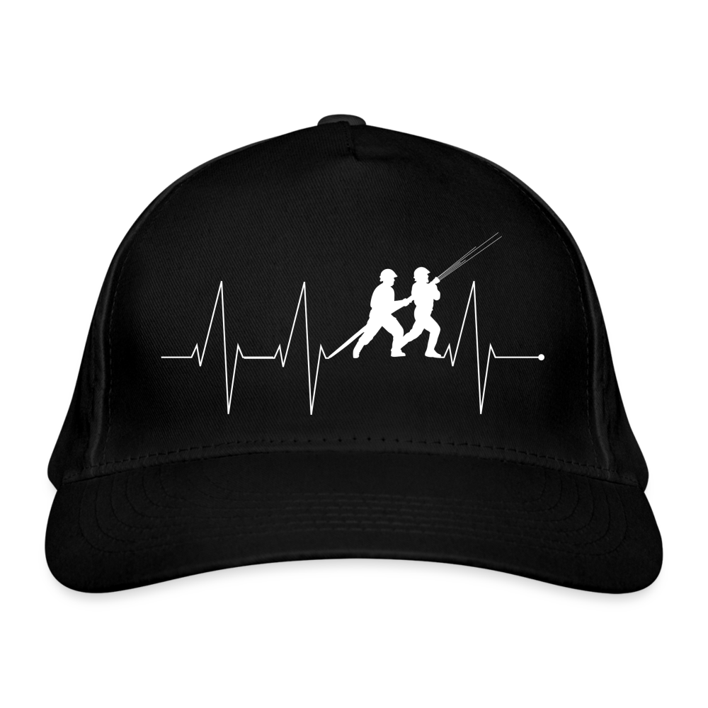 Herzschlag Feuerwehr - Bio-Baseballkappe - Schwarz