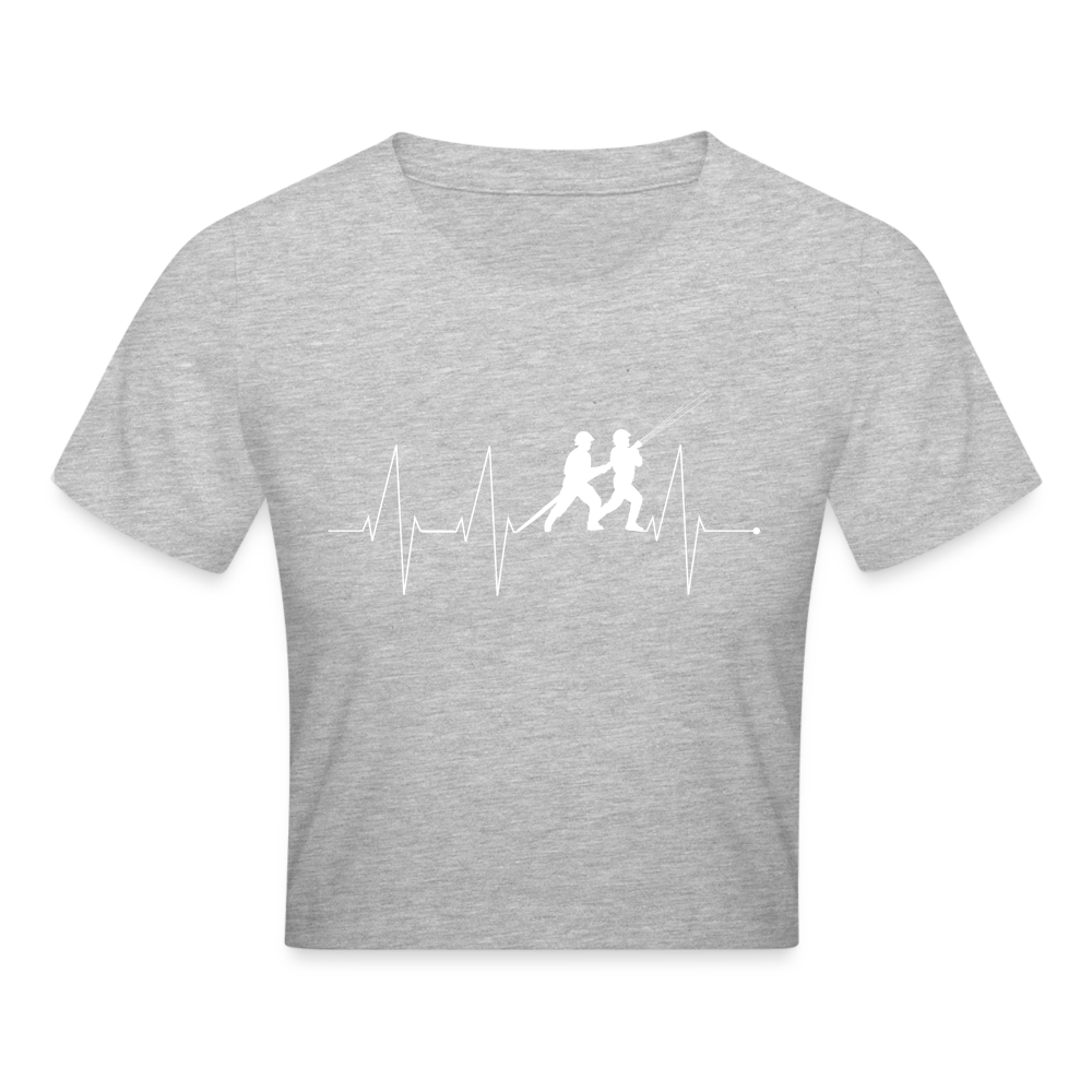 Herzschlag Feuerwehr - Crop T-Shirt - Grau meliert