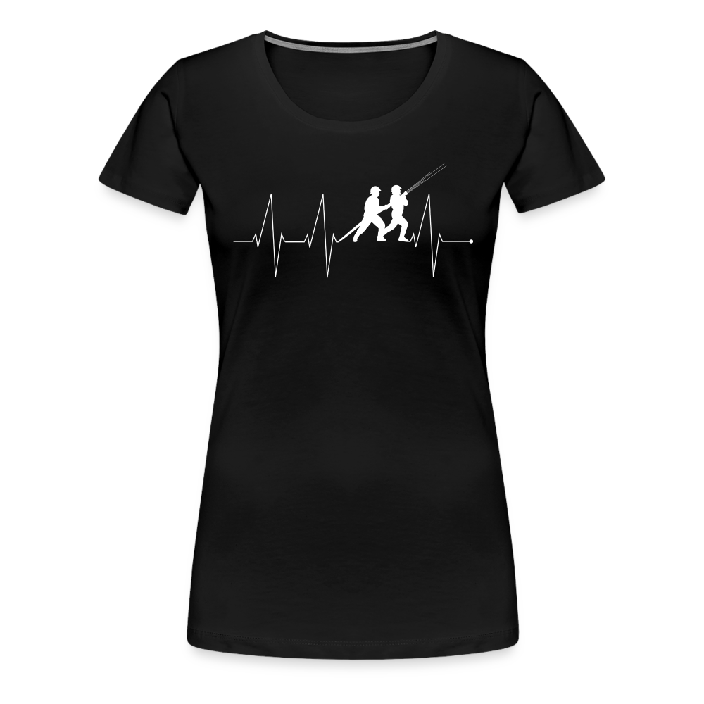 Herzschlag Feuerwehr - Frauen T-Shirt - Schwarz