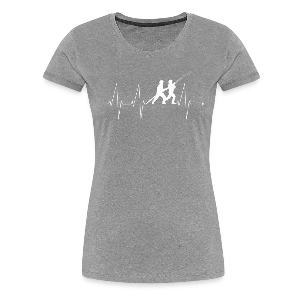 Herzschlag Feuerwehr - Frauen T-Shirt - Grau meliert