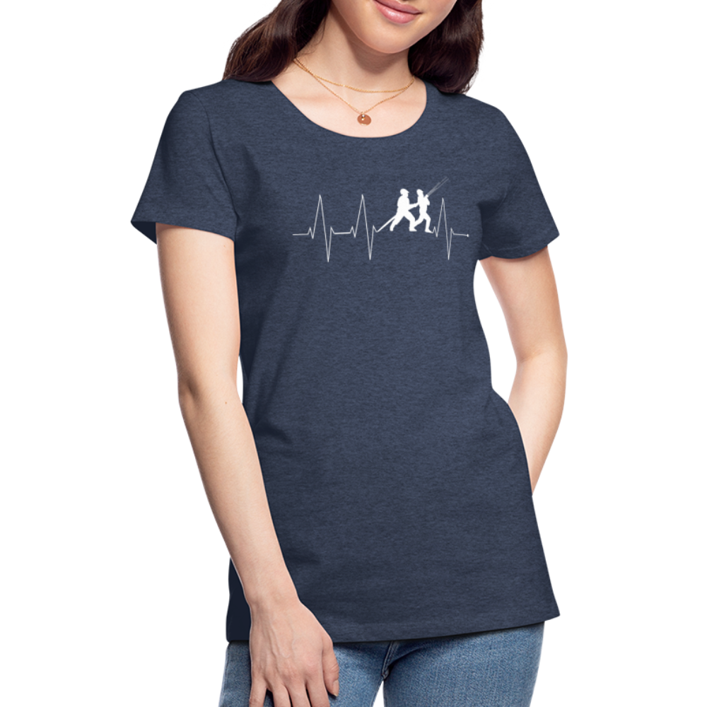 Herzschlag Feuerwehr - Frauen T-Shirt - Blau meliert