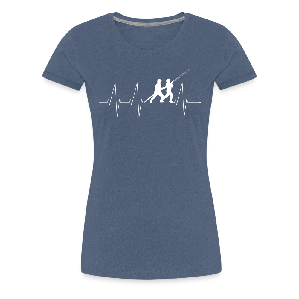 Herzschlag Feuerwehr - Frauen T-Shirt - Blau meliert
