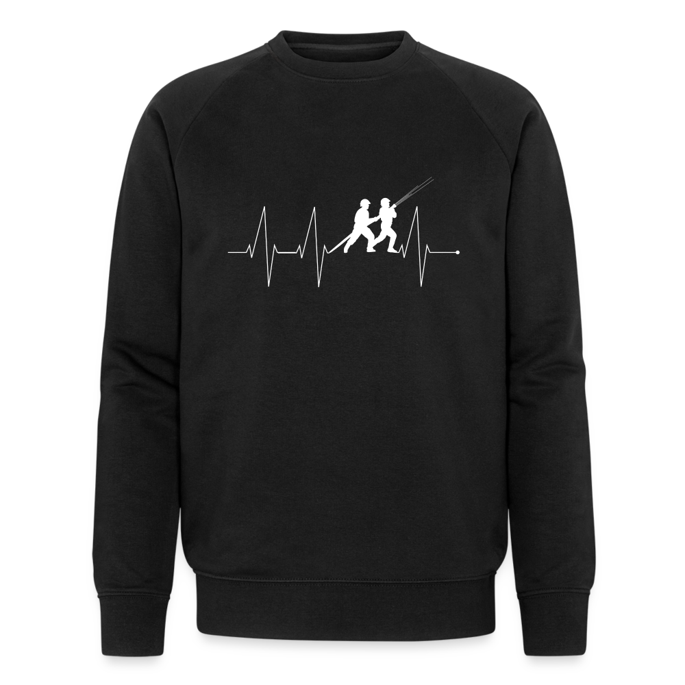 Herzschlag Feuerwehr - Männer Bio-Sweatshirt - Schwarz
