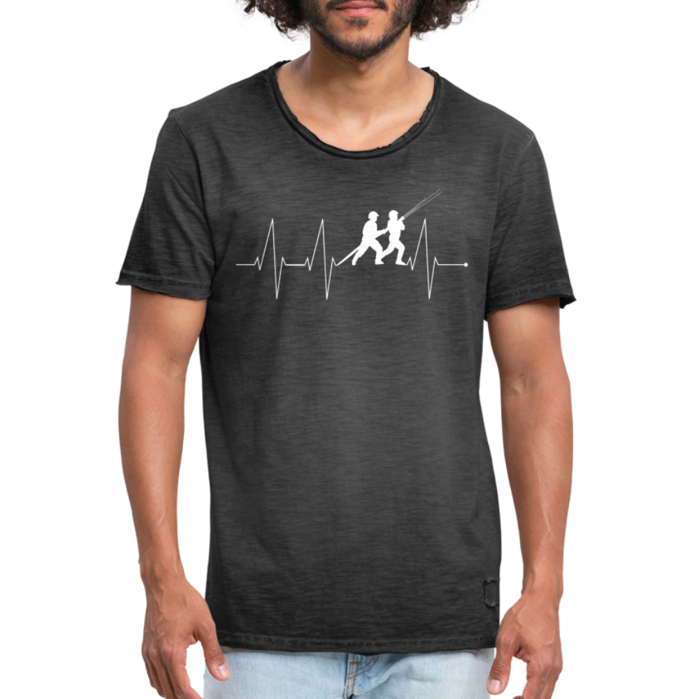 Herzschlag Feuerwehr - Männer Vintage T-Shirt - Vintage Schwarz
