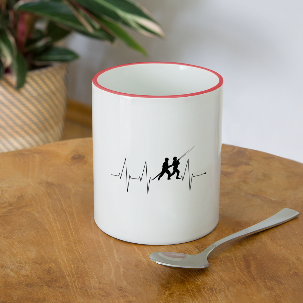 Herzschlag Feuerwehr - Tasse zweifarbig 325 ml - Weiß/Rot