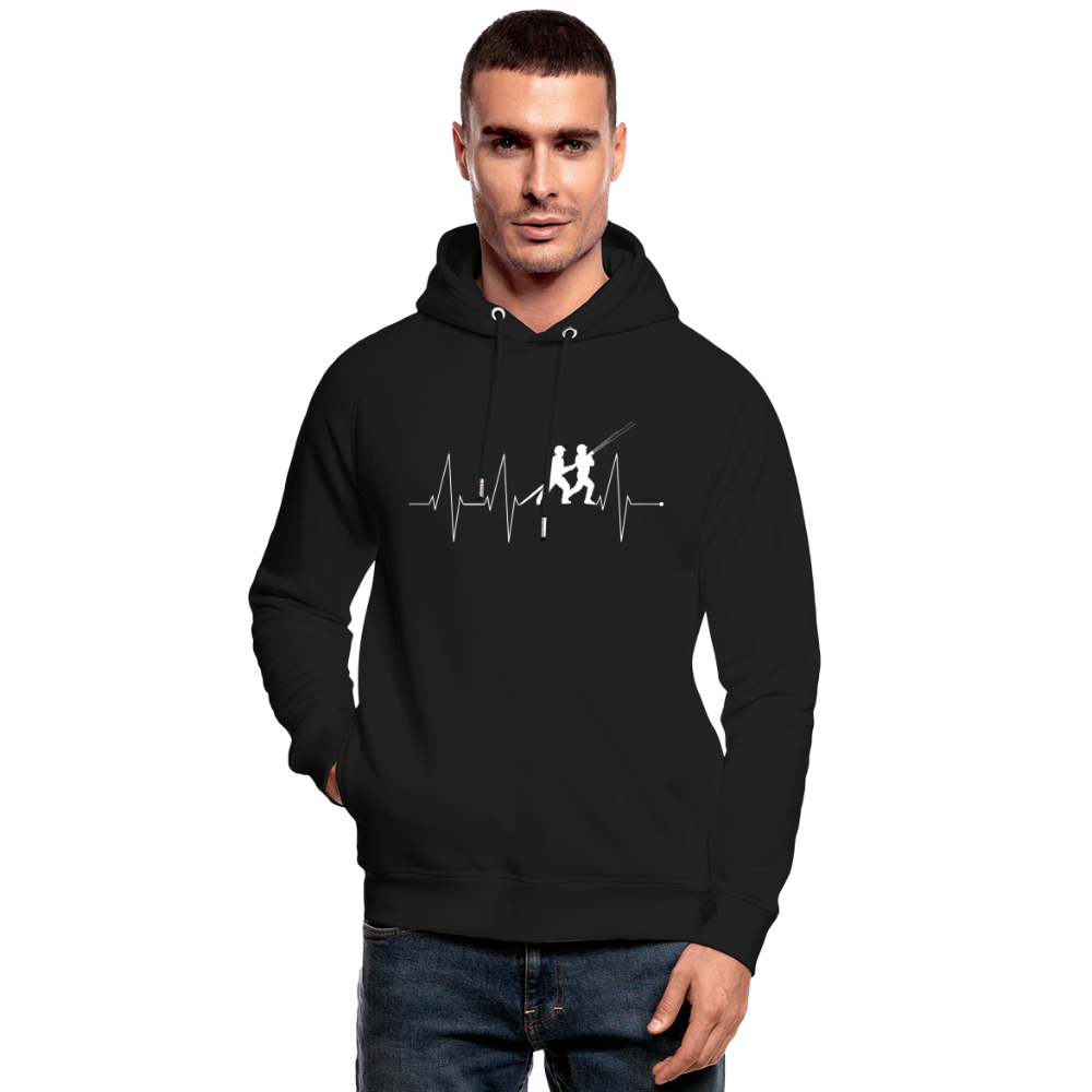 Herzschlag Feuerwehr - Unisex Bio-Hoodie - Schwarz