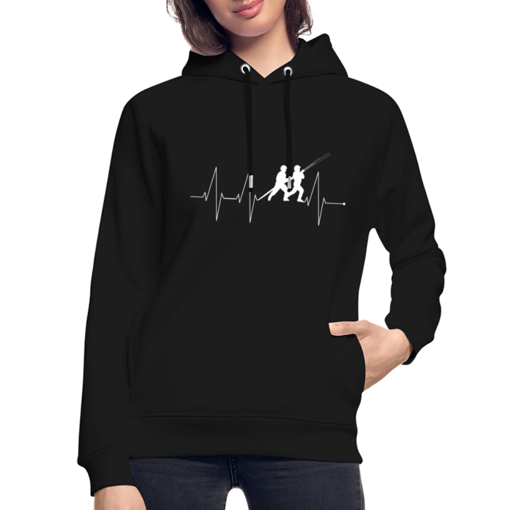 Herzschlag Feuerwehr - Unisex Bio-Hoodie - Schwarz