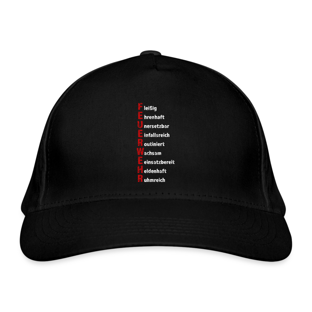 Feuerwehr Schriftzug - Bio-Baseballkappe - Schwarz